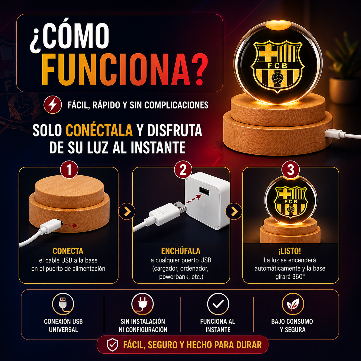 Lámpara del Barça que Ilumina tu Espacio